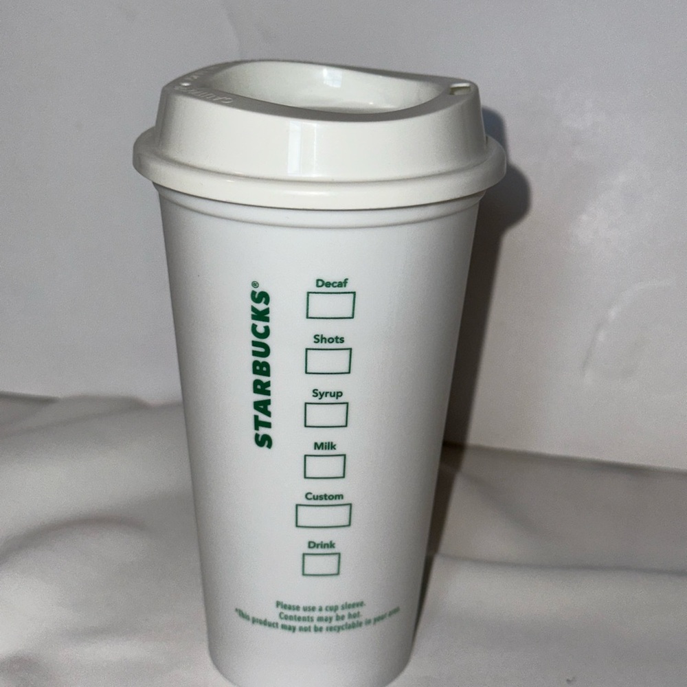 Starbucks Eco-Friendly White Cup with Green Logo - Picture 3 of 3
